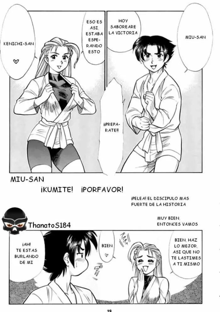 (C63) [Tsurikichi Doumei (Kogawa Masayoshi)] Miu-san! Kumite Onegai Shimassu! | Miu-san ¡Kumite! ¡Porfavor! (Non Dema-R Tankahen) (History’s Strongest Disciple Kenichi) [Spanish] [ThanatoS184]