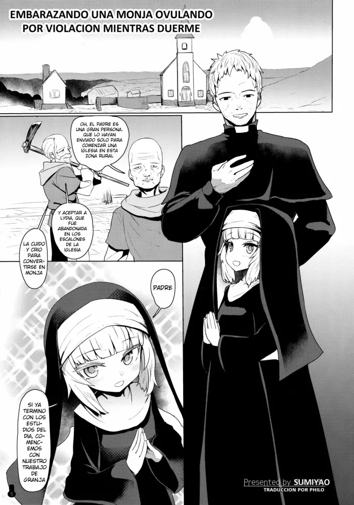 (COMIC1☆13) [Yurerutikuwabu (Sumiyao)] Sister-san Suiminkan Shochouzen Haramase | Embarazando una monja ovulando por violacion mientras duerme (Botebara Haramase Goudou) [Spanish] [PHILO]