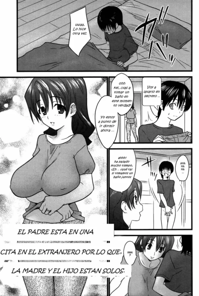 [Doi Sakazaki] Chichioya wa Kaigai Funin de Boshi Futari | El padre está en una cita en el extranjero por lo que, la madre y el hijo están solos. (Nakadashier) [Spanish]