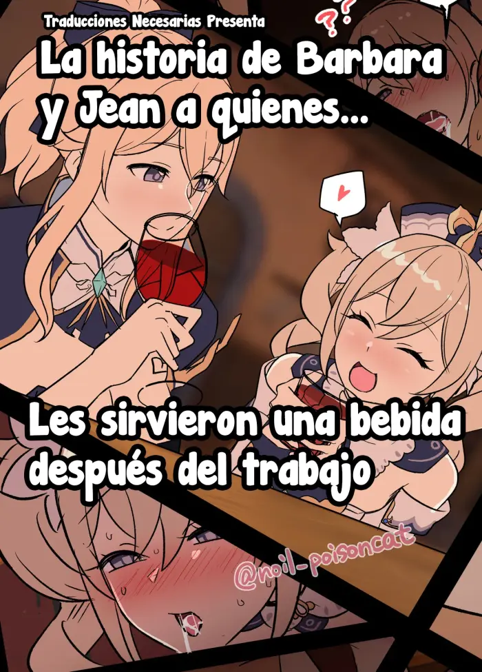 [Dokuneko Noil] Shigoto Owari no Ippai ni Ippuku Morarete Shimatta Barbara to Jean no Hanashi – La historia de Bárbara y Jean a quienes… Les sirvieron una bebida después del trabajo (Genshin Impact) [Español] [Traducciones necesarias]