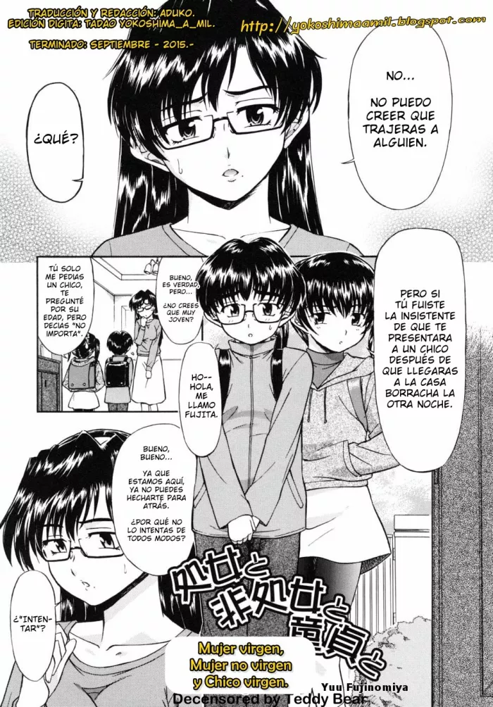 [Fujinomiya Yuu] Shojo to Hishojo to Doutei to | Mujer virgen, Mujer no virgen y Chico virgen (Ane no Nioi to Boku no Shiru) [Spanish] [Aduko] [Decensored]