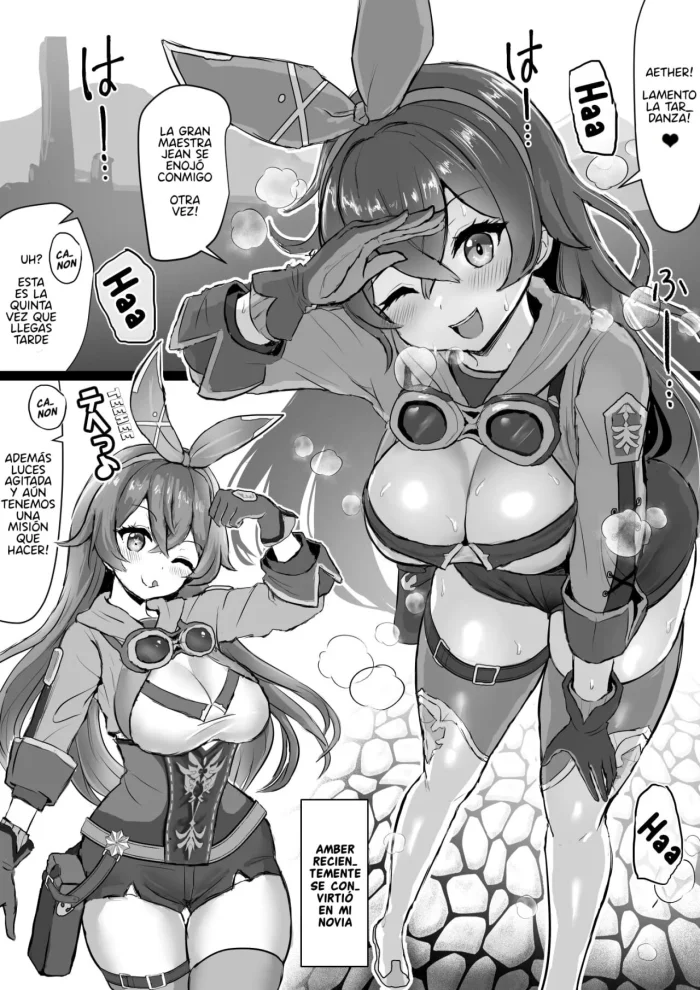 [Fuzume] Amber ga Venti ni Netorareru Hanashi | Amber Was Stolen Away from Me by Venti (Genshin Impact) [Spanish]