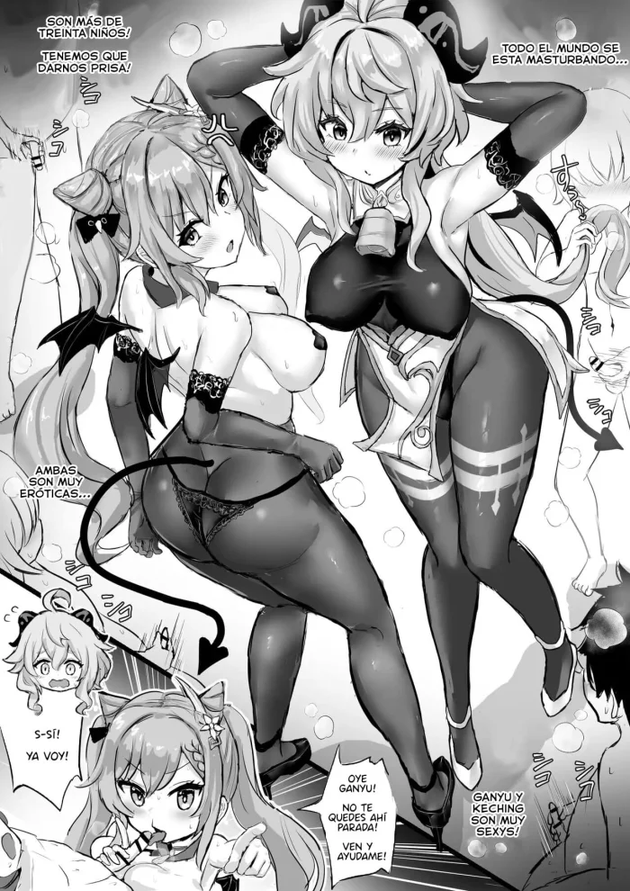 [Fuzume] Succubus Keqing to Succubus Ganyu (Genshin Impact) [Spanish]