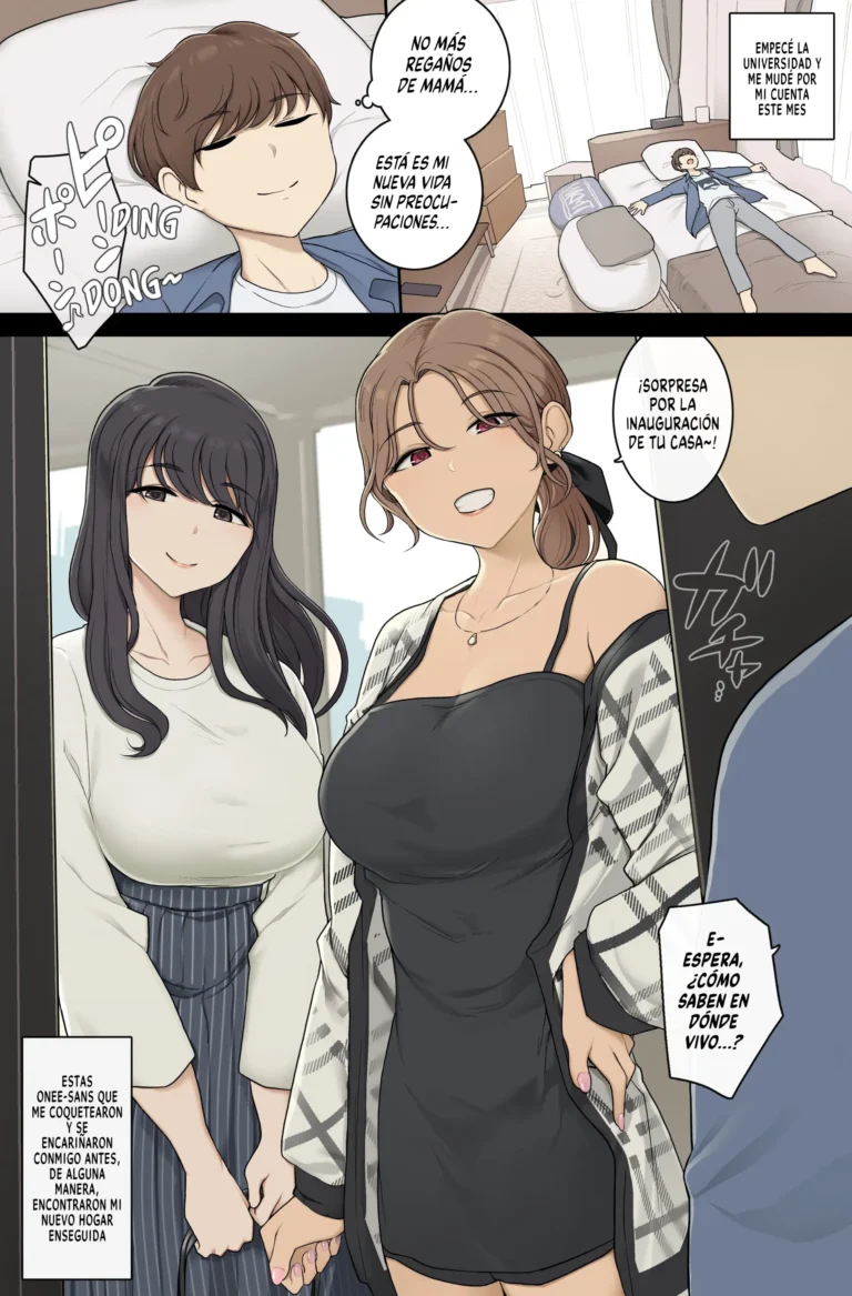 Keitai Choushin Onee-san-tachi ni Shinkyo o Yaribeya ni Sareru Hanashi | Las Onee-sans Altas Y Tetonas Convierten Mi Nuevo Hogar En Su Habitación Sexual