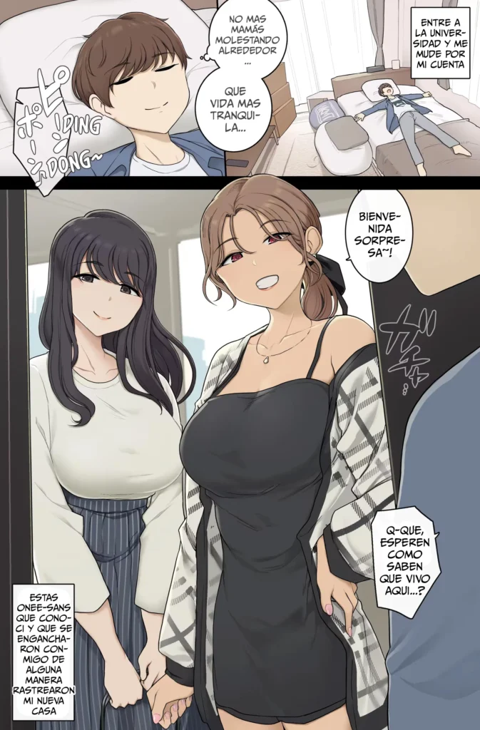 Keitai Choushin Onee-san-tachi ni Shinkyo o Yaribeya ni Sareru Hanashi | Unas Onee-sans Altas y Tetonas Transformaron mi Nueva Casa en un Calabozo Sexual