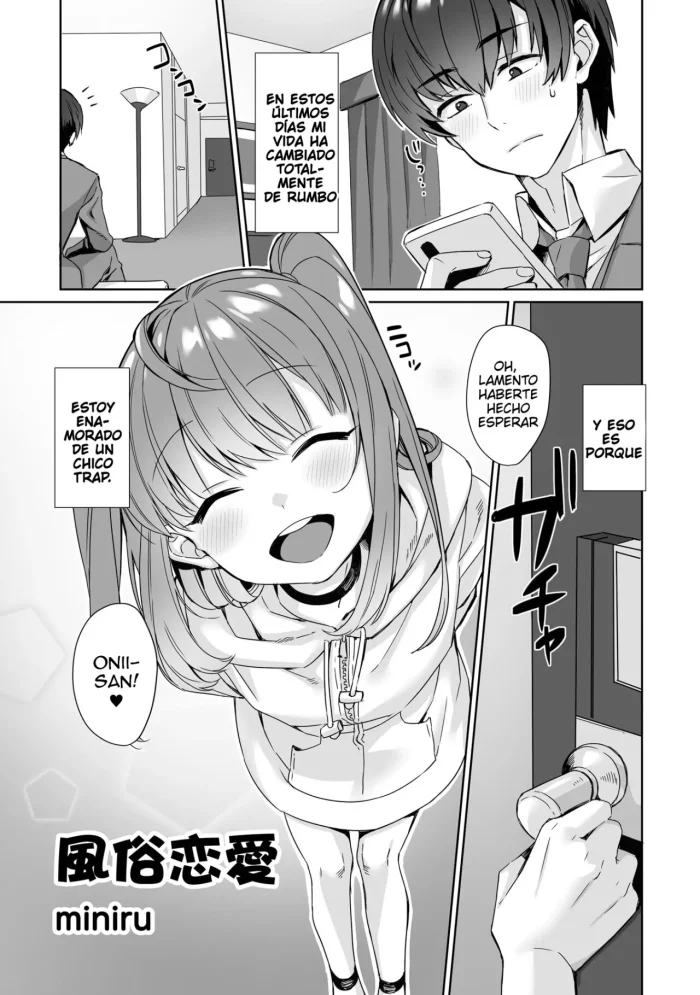 [miniru] Fuuzoku Renai (Otokonoko Fuuzoku de Onnanoko Mitai ni Ikasarechau Anthology 2 uragaeshi) [Spanish] [Traps, Netorare, etc] [Digital]