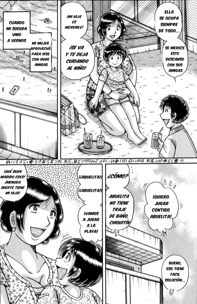 Musume no Mizugi ni Kigaetara | usando el traje de baño de su hija