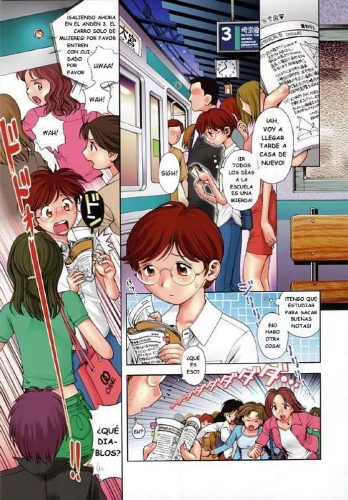 [Okano Hajime] Rush Hour XXX | Violado en el Metro (Onee-san ga… Shite Ageru) [Spanish] [Bairon Kumon]