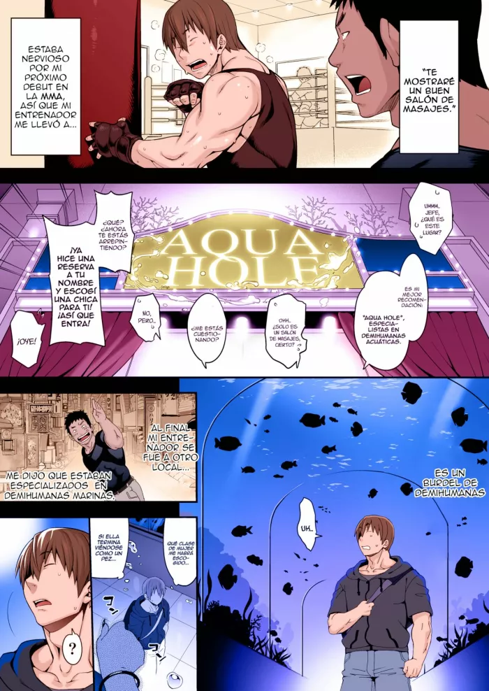 [Onanism (Jun)] Awasamehime Akula | Bubble Shark Princess Akula (“Ajin Fuuzoku” Comic Anthology) [Spanish] [Colorized] [Decensored] [Lanerte]