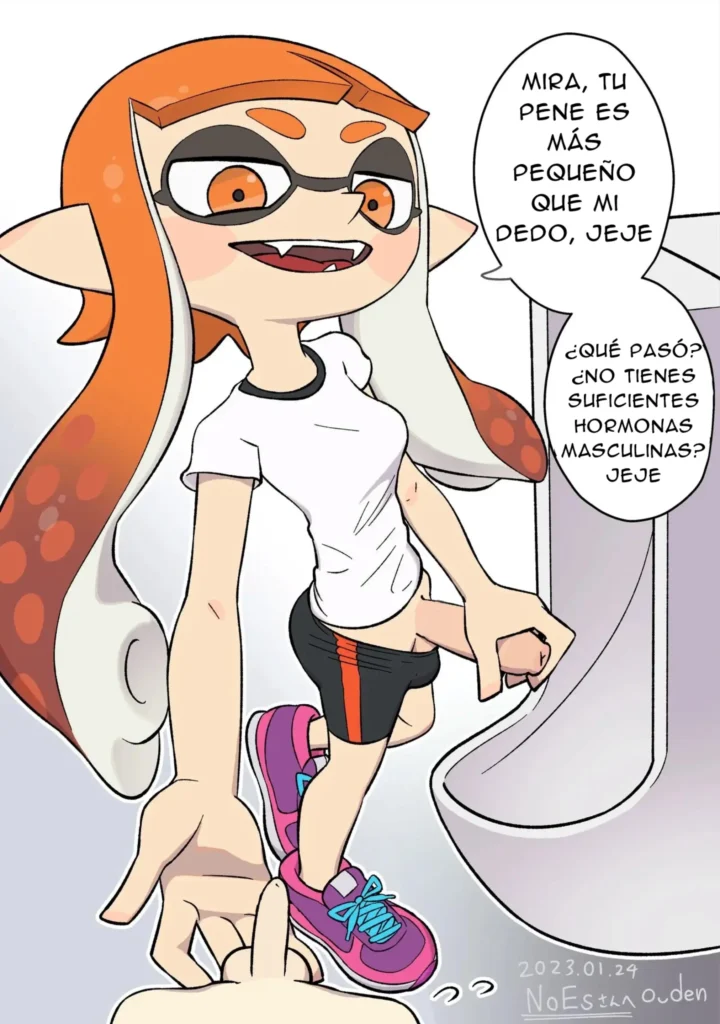 Ser acosado por Ika chan futanari en el baño de chicos