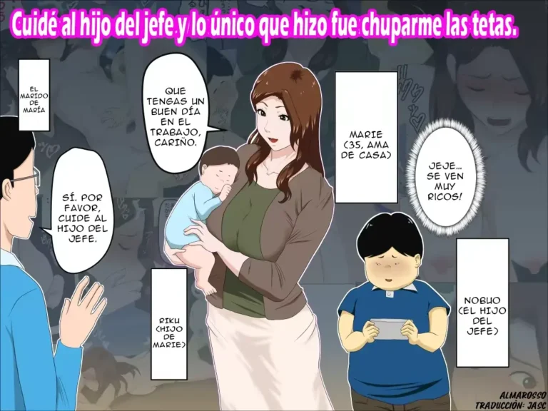 Shachou no Musuko o Azukattara Bonyuu o Suwareta Bakari ka.. (Bettaku)｜Cuidé al hijo del jefe y lo único que hizo fue chuparme las tetas