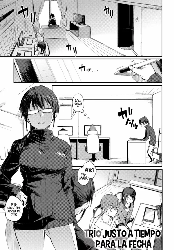 [Spiritus Tarou] Shimekiri Girigiri Threesome | Trío justo a tiempo para la fecha (COMIC Anthurium 2019-12) [Spanish] [UH12] [Digital]