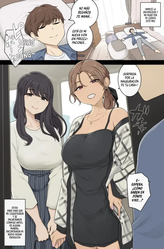 [Wakamatsu] Keitai Choushin Onee-san-tachi ni Shinkyo o Yaribeya ni Sareru Hanashi | Las Onee-sans Altas Y Tetonas Convierten Mi Nuevo Hogar En Su Habitación Sexual [Spanish]