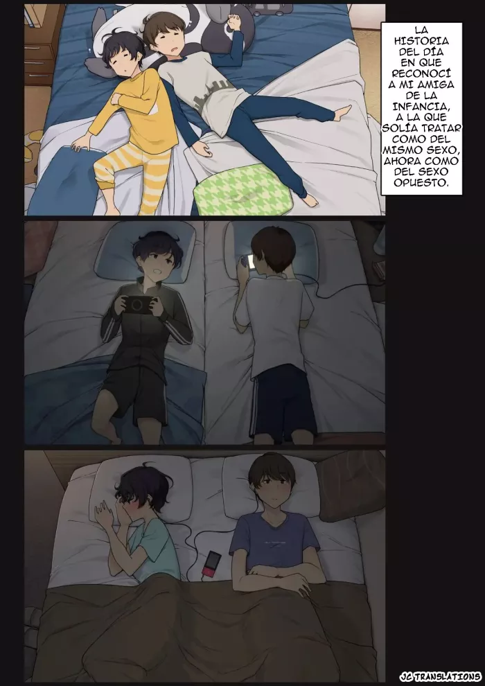 [Wakamatsu] Mukashi wa Dousei no You ni Sesshiteta Osananajimi no Koto o Isei to Shite Ninshiki Shita Hi [Spanish]