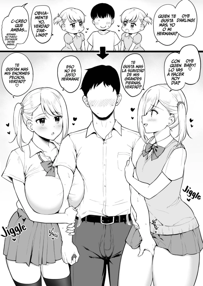 [Yue] Kao wa Sokkuri nanoni Karada wa Sorezore Chigau Houkou ni Seichoushita Osananajimi no Futago-chan | Twin Childhood Friends with Identical Faces but Opposite Body Types [Spanish]